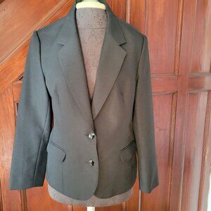 Black Womens Blazer By Haberdashery Size 16 Made In USA Classic Two-Button